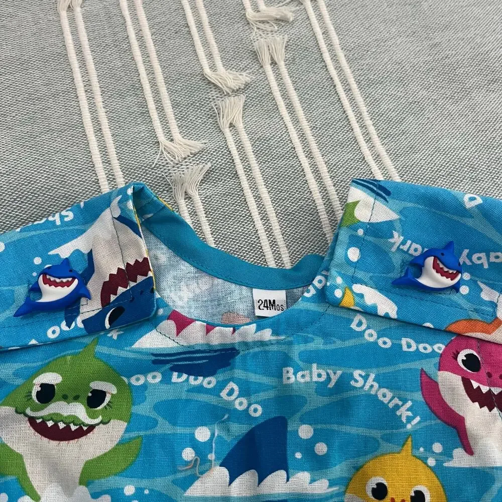 Baby Shark Toddler Boy Girl Sleeveless Romper Jumpsuit 24M Blue All Over Print